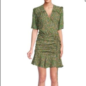 Veronica Beard Dakota paisley green mini dress